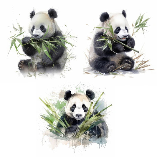 C76# Watercolor panda wall stickers children' background