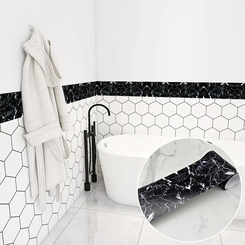240cm Length Skirting Corner Wall Sticker Bathroom Office Glass Waist Line Home Decor Waterproof Floor Waveguide Art Wallpaper