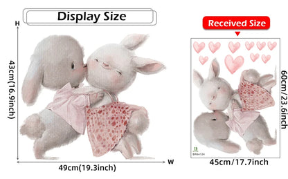 Rabbit Happy Family Wall Stickers for Kids Room Children's Room Baby Nursery Room Wall Decals Home Decor Living Room Wall Art