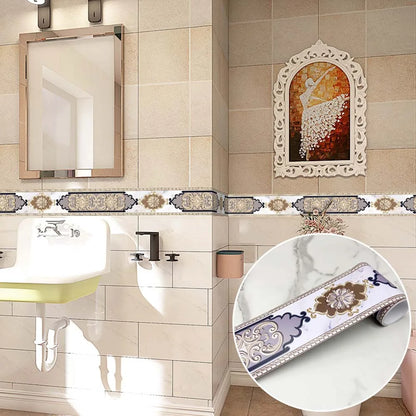 240cm Length Skirting Corner Wall Sticker Bathroom Office Glass Waist Line Home Decor Waterproof Floor Waveguide Art Wallpaper