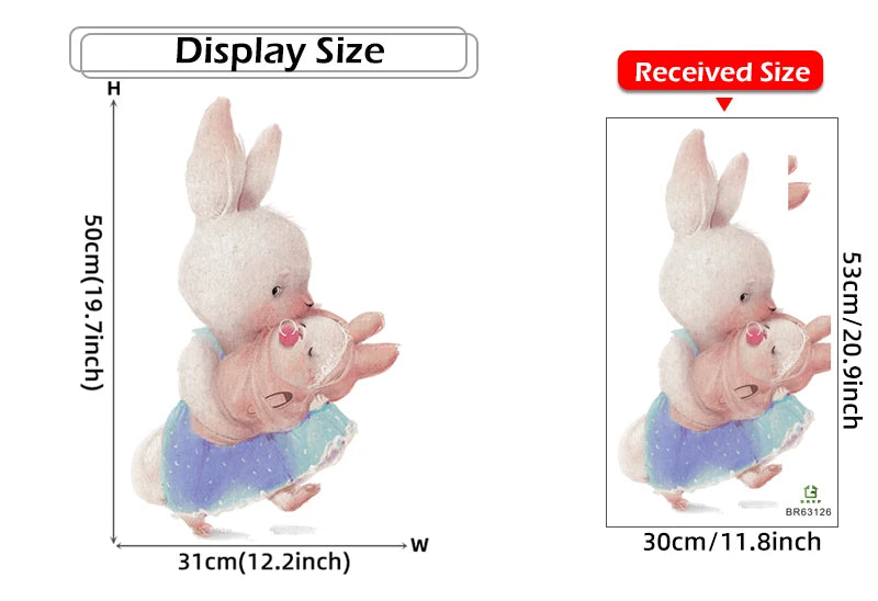 Rabbit Happy Family Wall Stickers for Kids Room Children's Room Baby Nursery Room Wall Decals Home Decor Living Room Wall Art