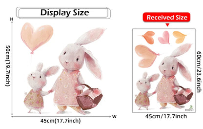 Rabbit Happy Family Wall Stickers for Kids Room Children's Room Baby Nursery Room Wall Decals Home Decor Living Room Wall Art