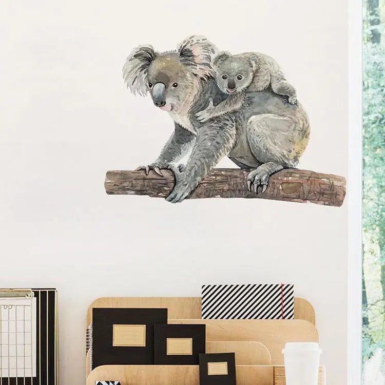 Cute Koala Bear Wall Sticker Home Wall Decoration Living Room Decor Self-adhesive Kids Room Wallpaper Lovely Animals Stickers