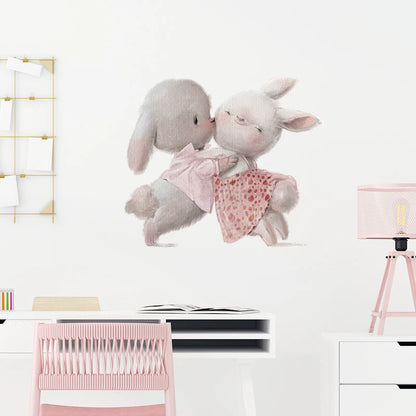 Rabbit Happy Family Wall Stickers for Kids Room Children's Room Baby Nursery Room Wall Decals Home Decor Living Room Wall Art