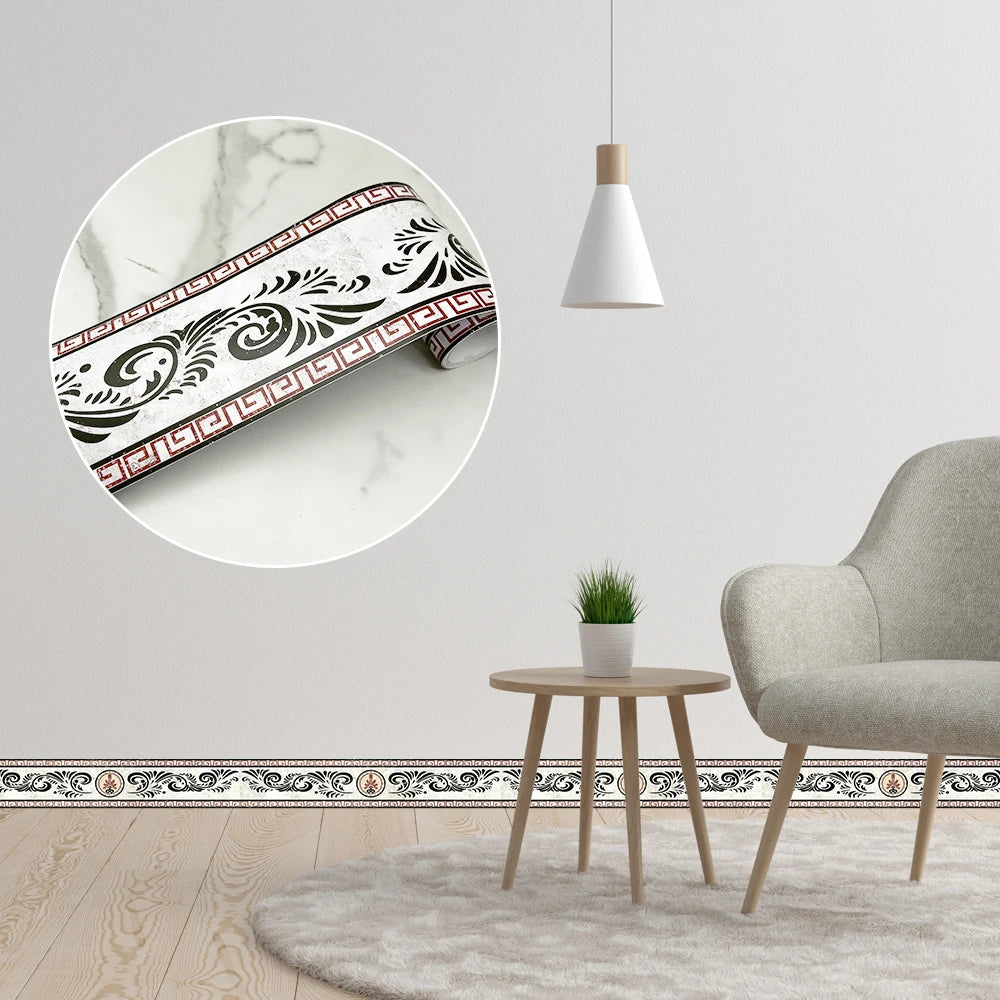 240cm Length Skirting Corner Wall Sticker Bathroom Office Glass Waist Line Home Decor Waterproof Floor Waveguide Art Wallpaper