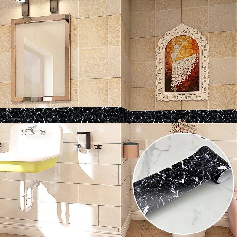 240cm Length Skirting Corner Wall Sticker Bathroom Office Glass Waist Line Home Decor Waterproof Floor Waveguide Art Wallpaper