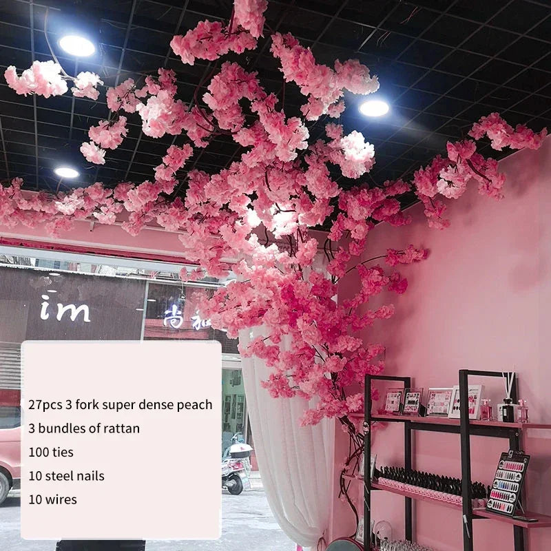 Artificial Cherry Tree Rattan Flower,  Wall Decoration