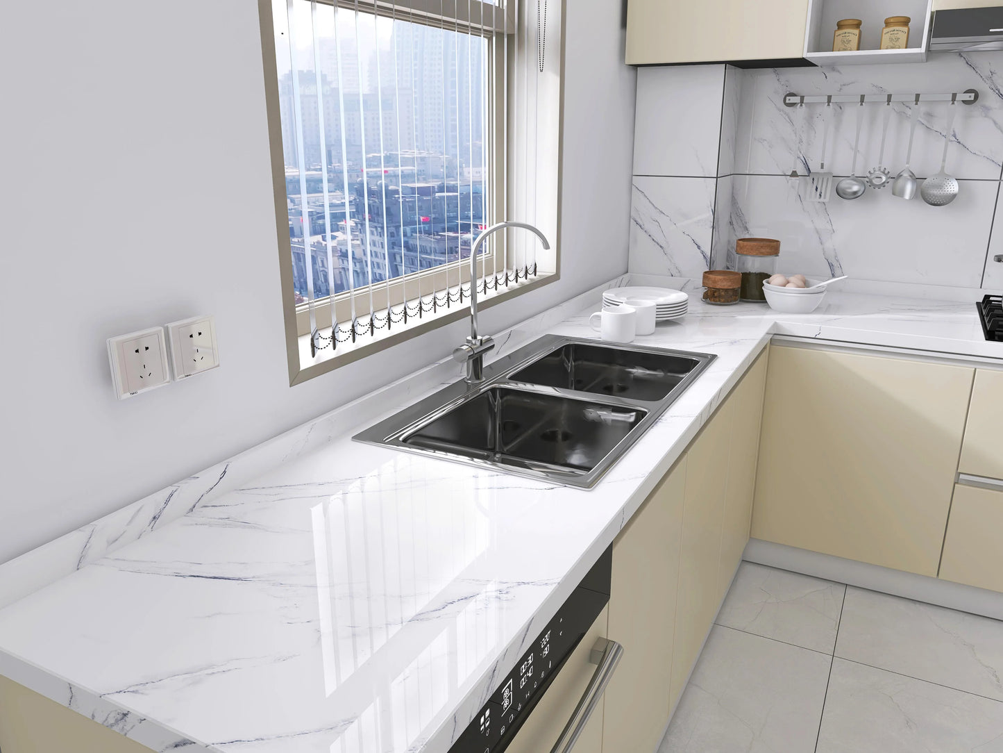 40cm Width Marble Self Adhesive Wallpaper Paper For Kitchen