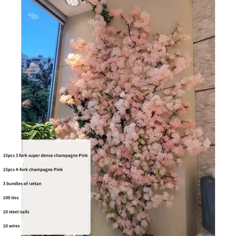 Artificial Cherry Tree Rattan Flower,  Wall Decoration