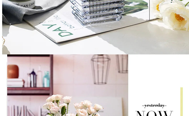 Transparent Crystal Vase Square Edges and Corners