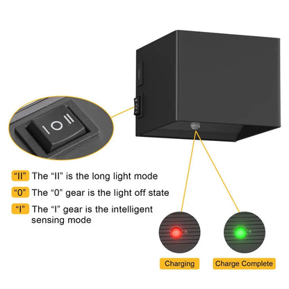 USB Rechargeable LED Wall Lamp With Motion Sensor Aluminium Interior Wall Light For Bedroom Corridor Stairs Loft Night lighting