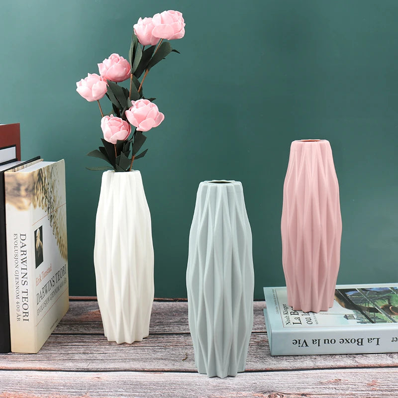 Modern Vase White Pink Blue Plastic Vase