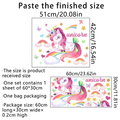 Smiling Unicorn Wall Stickers Background Wall Decor