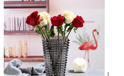 Transparent Crystal Vase Square Edges and Corners Glass Vases Hydroponics Glass Flowers Pots Flower Arrangement Desk Decoration