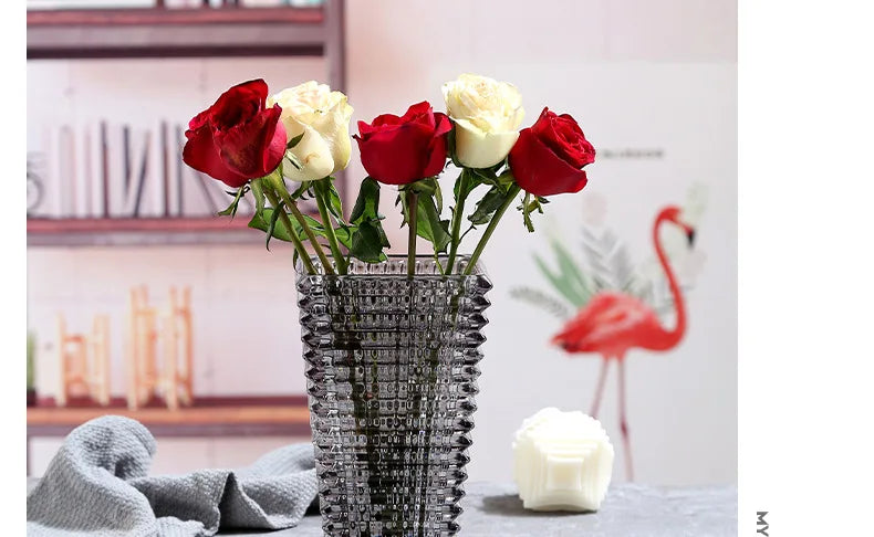 Transparent Crystal Vase Square Edges and Corners