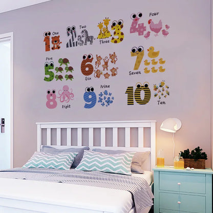 Kids room 3d number wall sticker self adhesive colorful wall art decal kindergarten school decoration
