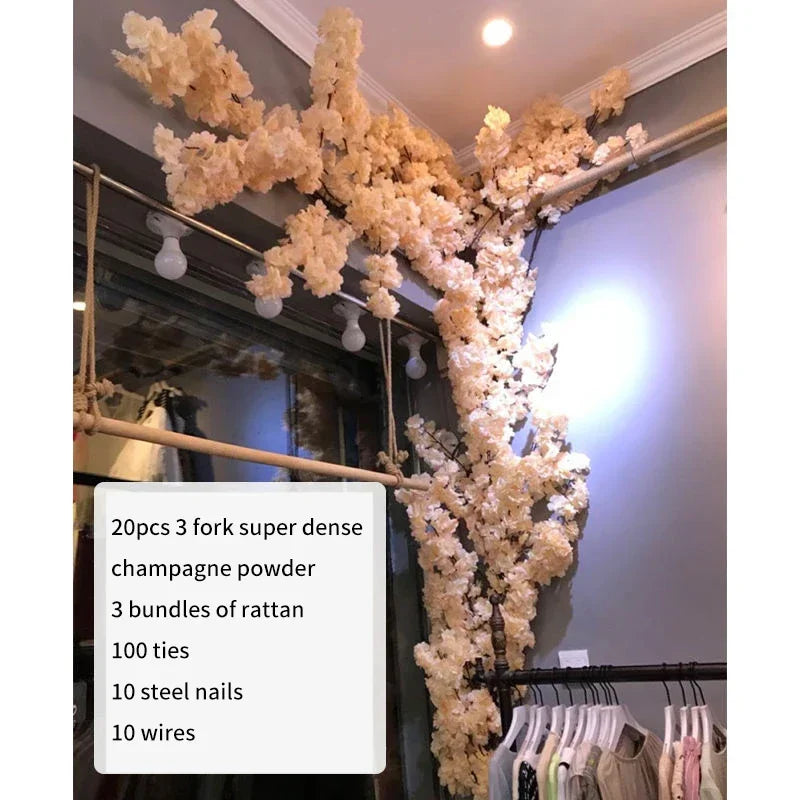 Artificial Cherry Tree Rattan Flower,  Wall Decoration