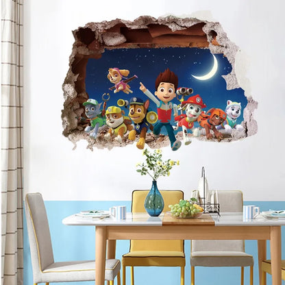 New Hot 3D PAW Children Cartoon Wall Stickers Waterproof Home Decoration Patrols For Kid's Room PVC DIY Vinyl Wallpaper Gifts