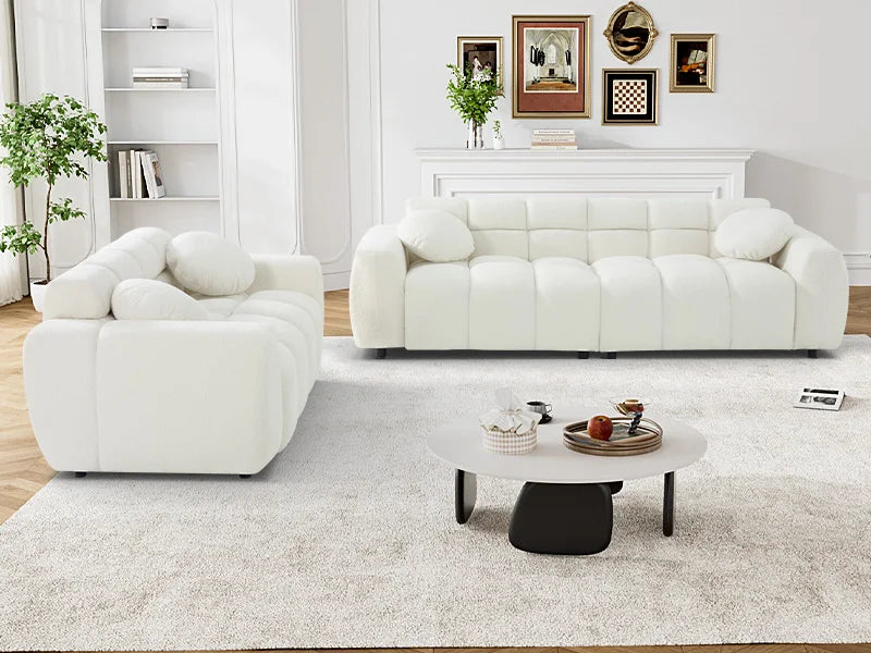 2-piece Sofa Set, Plush Cushioned Deep Seated Sofa