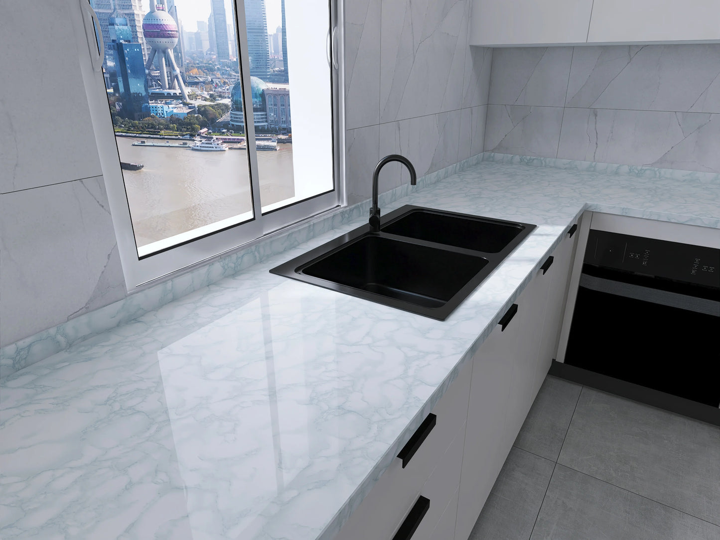 40cm Width Marble Self Adhesive Wallpaper Paper For Kitchen