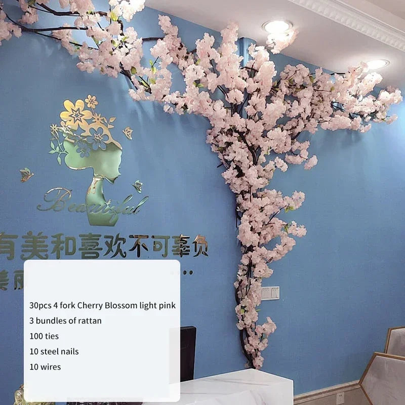 Artificial Cherry Tree Rattan Flower,  Wall Decoration