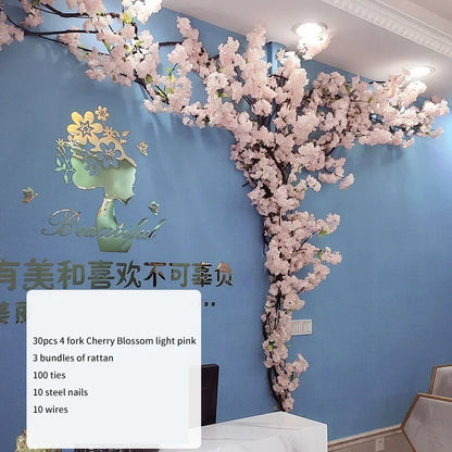 Artificial Cherry Tree Rattan Flower,  Wall Decoration