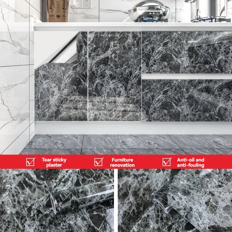 40cm Width Marble Self Adhesive Wallpaper Paper For Kitchen
