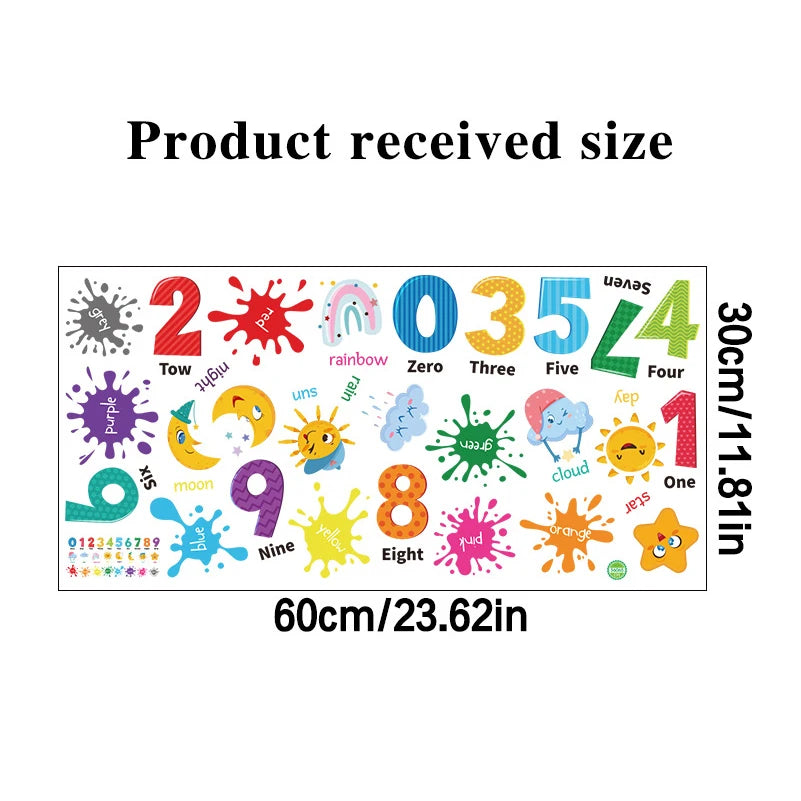 Kids room 3d number wall sticker self adhesive colorful wall art decal kindergarten school decoration
