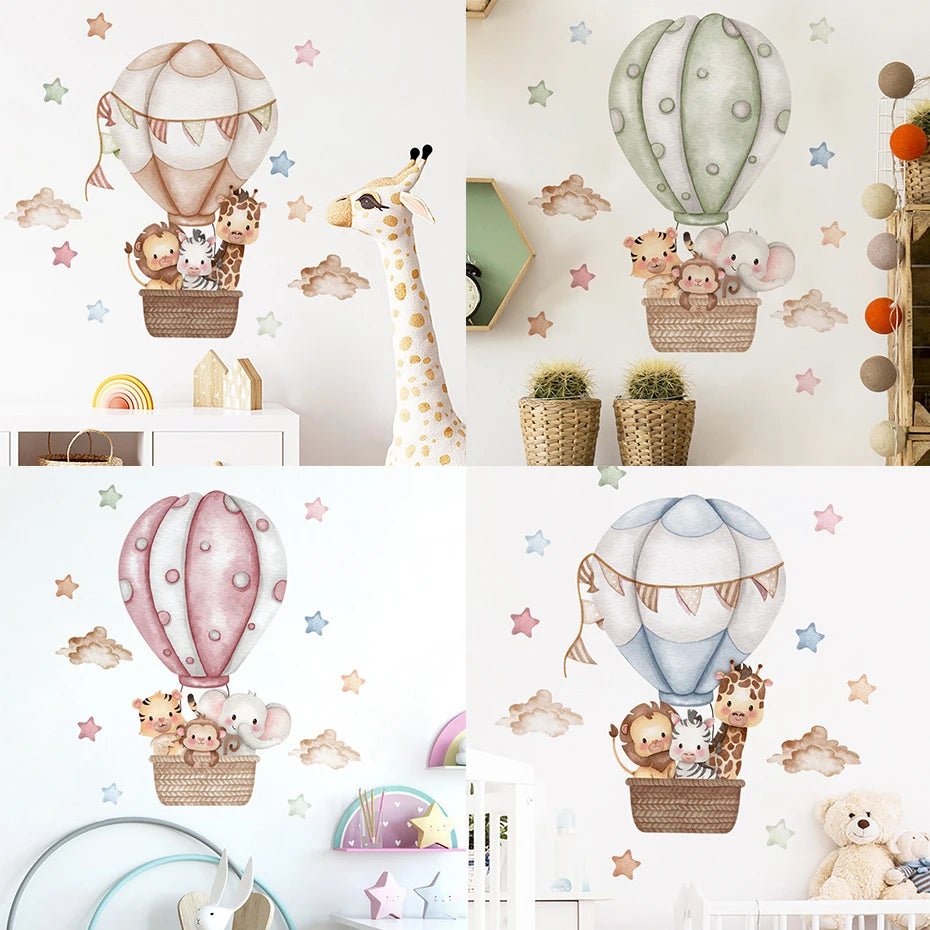 Watercolor Cartoon Air Balloon Nursery Wall Decals