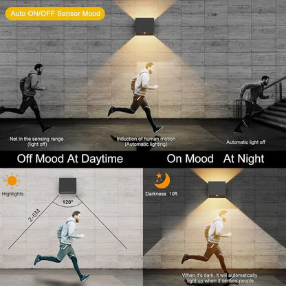 USB Rechargeable LED Wall Lamp With Motion Sensor Aluminium Interior Wall Light For Bedroom Corridor Stairs Loft Night lighting