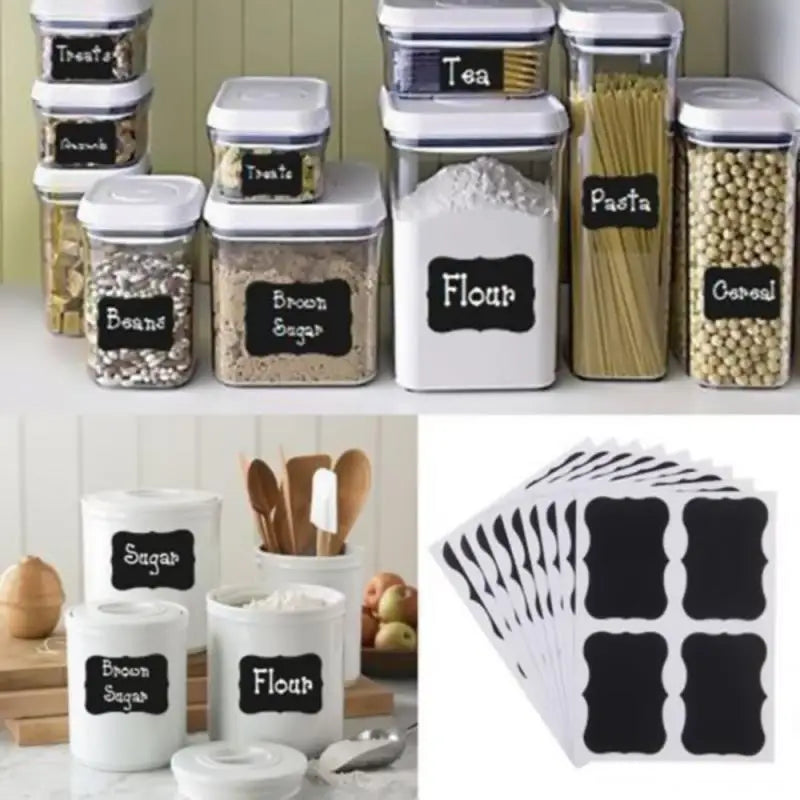 36pcs/9 Sets Blackboard Spice Sticker Reusable Jam Labels Kitchen Stickers Organizer Wall Sticker Home Decor Chalkboard Label
