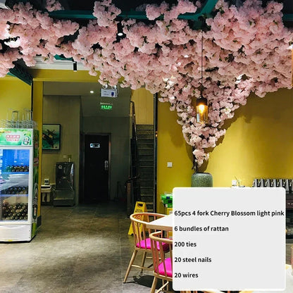Artificial Cherry Tree Rattan Flower,  Wall Decoration