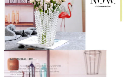 Transparent Crystal Vase Square Edges and Corners Glass Vases Hydroponics Glass Flowers Pots Flower Arrangement Desk Decoration