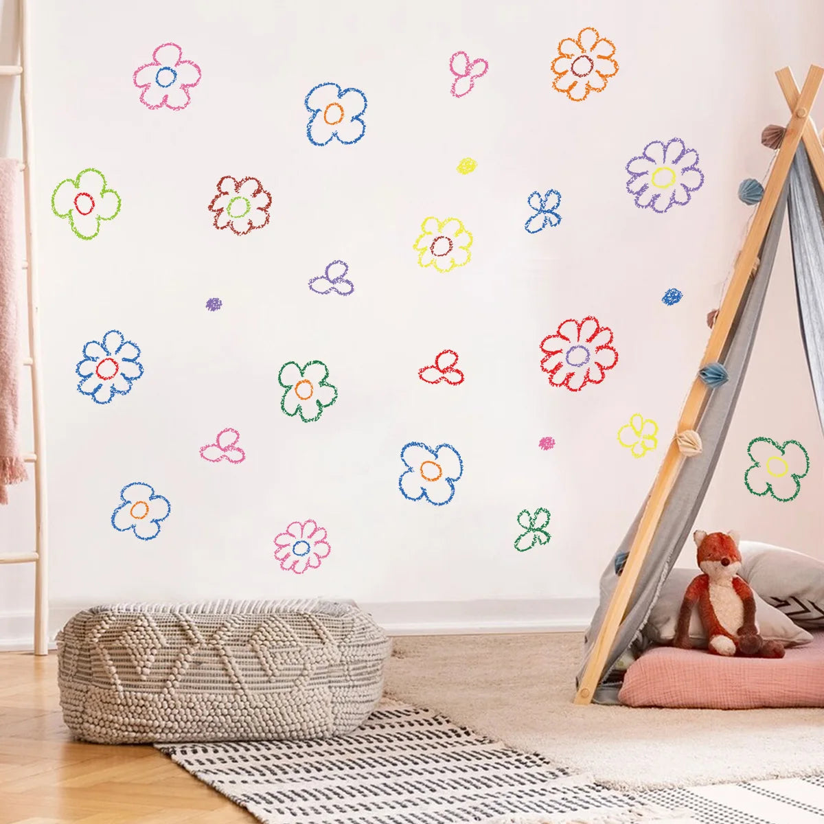 Cartoon Pink Unicorn Butterfly Wall Stickers Baby