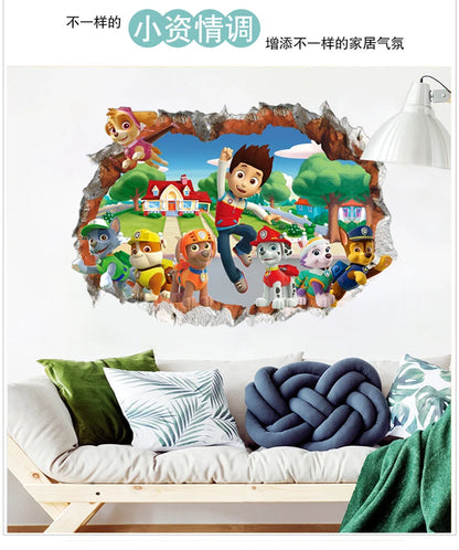 New Hot 3D PAW Children Cartoon Wall Stickers Waterproof Home Decoration Patrols For Kid's Room PVC DIY Vinyl Wallpaper Gifts