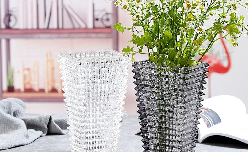 Transparent Crystal Vase Square Edges and Corners