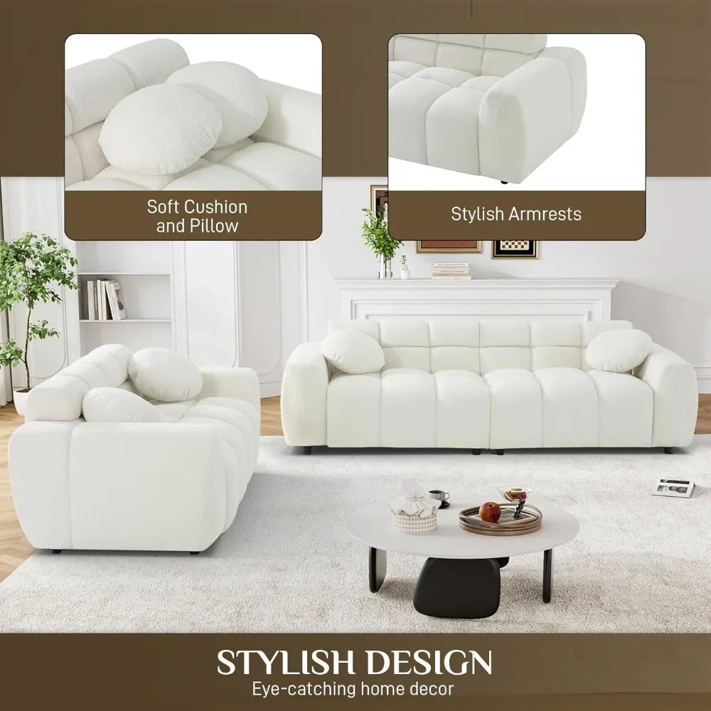 2-piece Sofa Set, Plush Cushioned Deep Seated Sofa