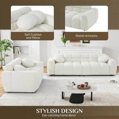 2-piece Sofa Set, Plush Cushioned Deep Seated Sofa