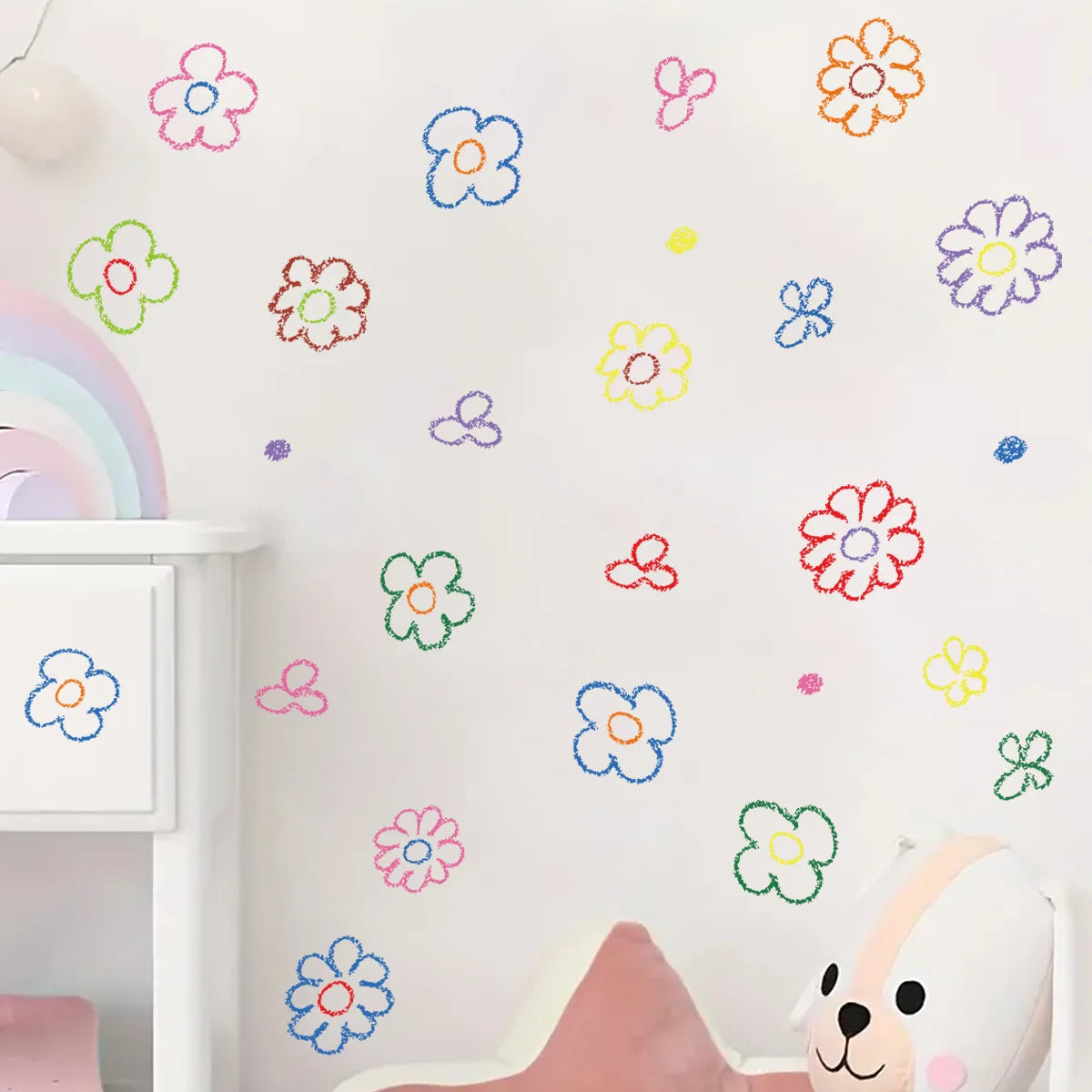Cartoon Pink Unicorn Butterfly Wall Stickers Baby