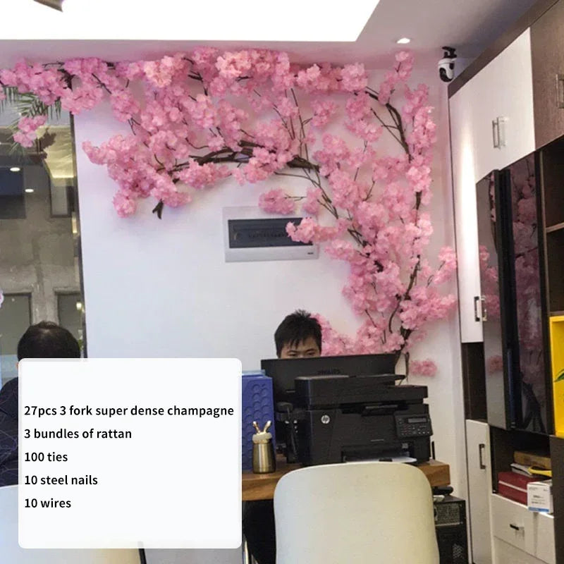 Artificial Cherry Tree Rattan Flower,  Wall Decoration