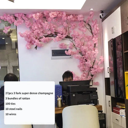 Artificial Cherry Tree Rattan Flower,  Wall Decoration