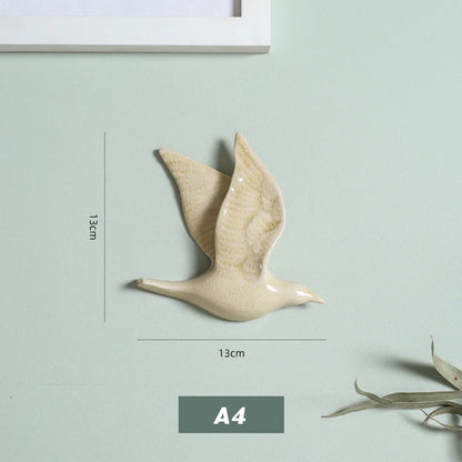 3D Ceramic Bird Swallows Creative Wall Hanging Sticker