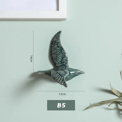 3D Ceramic Bird Swallows Creative Wall Hanging Sticker