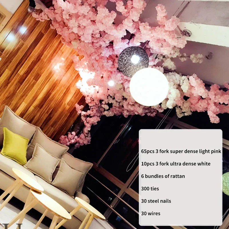 Artificial Cherry Tree Rattan Flower,  Wall Decoration