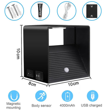 USB Rechargeable LED Wall Lamp With Motion Sensor Aluminium Interior Wall Light For Bedroom Corridor Stairs Loft Night lighting