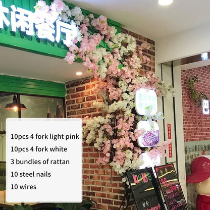 Artificial Cherry Tree Rattan Flower,  Wall Decoration
