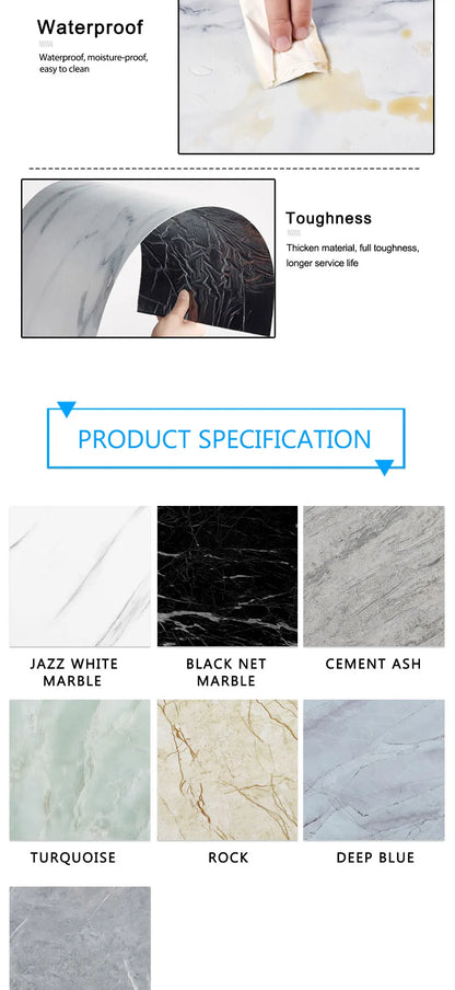 10/pcs PVC Imitation Marble Wall Self-adhesive Waterproof