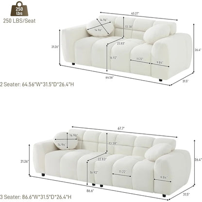 2-piece Sofa Set, Plush Cushioned Deep Seated Sofa