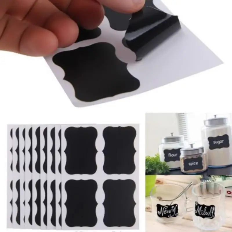 36pcs/9 Sets Blackboard Spice Sticker Reusable Jam Labels Kitchen Stickers Organizer Wall Sticker Home Decor Chalkboard Label