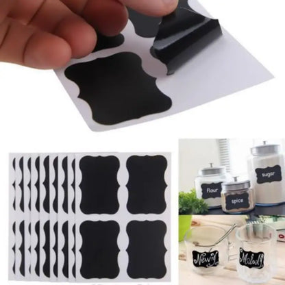 36pcs/9 Sets Blackboard Spice Sticker Reusable Jam Labels Kitchen Stickers Organizer Wall Sticker Home Decor Chalkboard Label